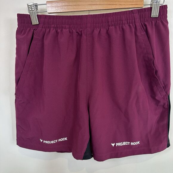 Under Armour Project Rock Shorts Men's Medium Purple Ultimate 5" Training Gym - Picture 2 of 11
